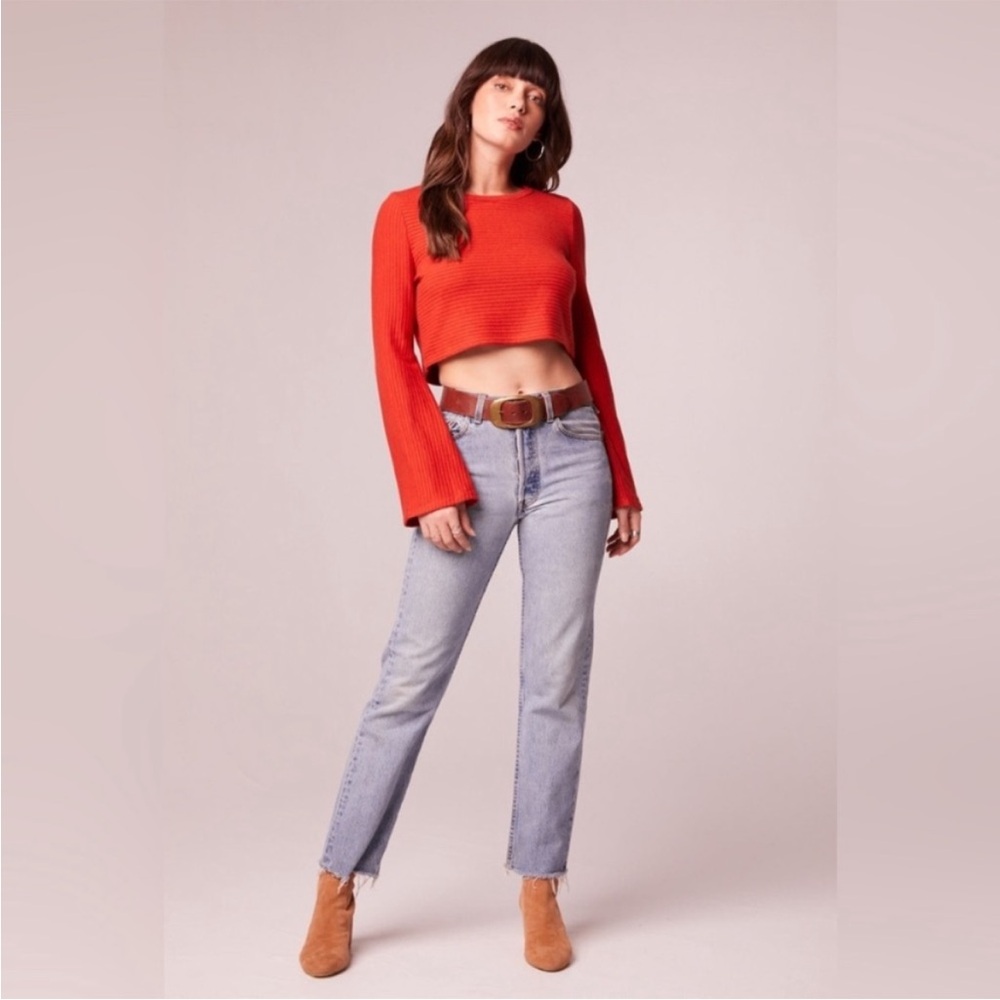 BAND OF THE FREE ALIZE RUST LONG SLEEVE CROP TOP Large